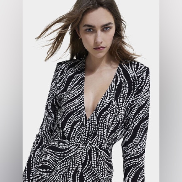 The Kooples Long Sleeve Mini Dress W/ Contrast Print sz 1 - Picture 4 of 13